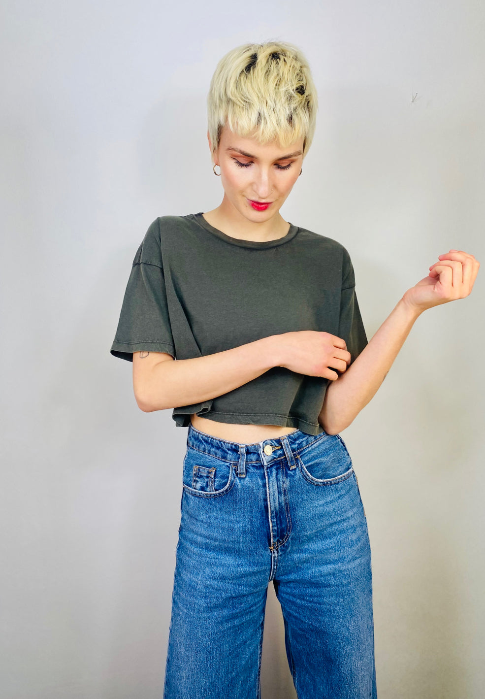 ikim Shirt cropped dunkelgrün