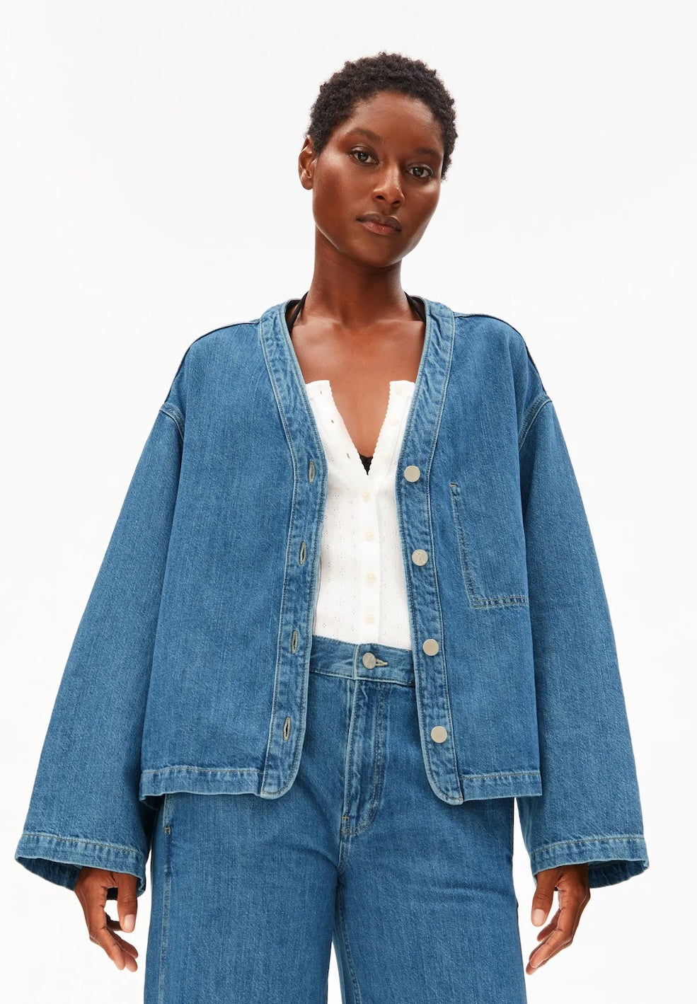 Linen Blend Denim Jacket