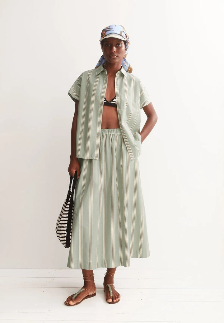 Stripe A-Line Midi Skirt