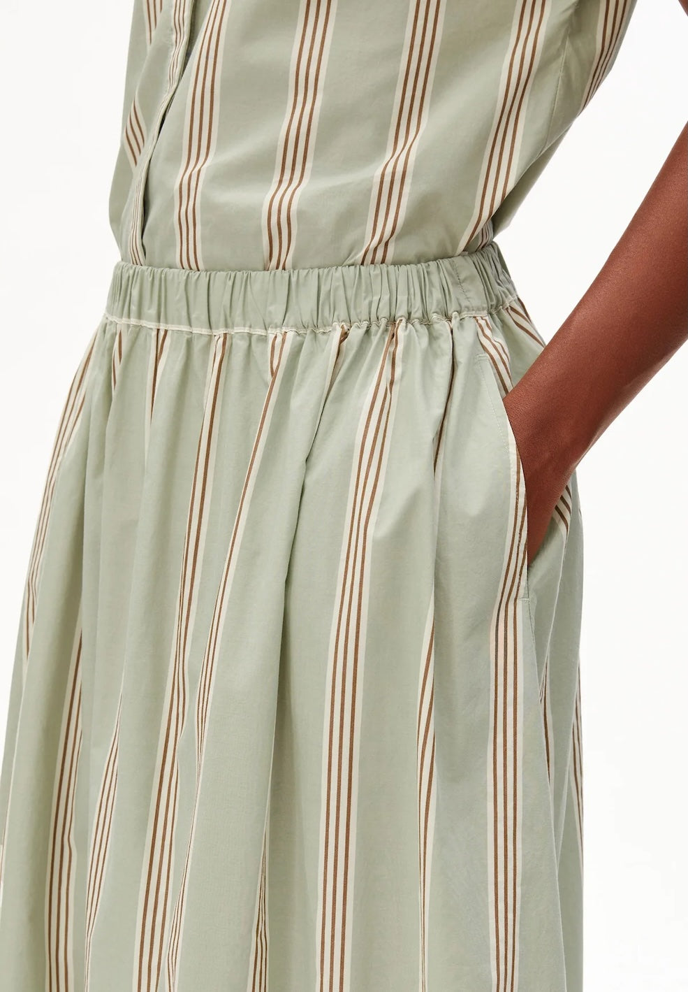 Stripe A-Line Midi Skirt