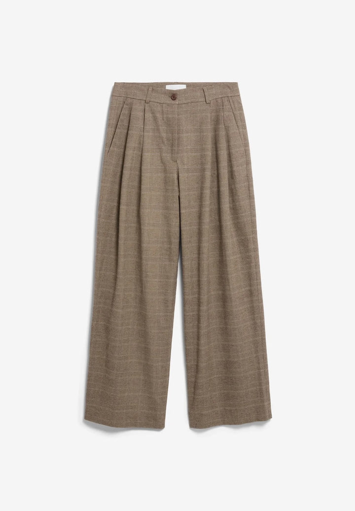 Check Wide Pleated Pant