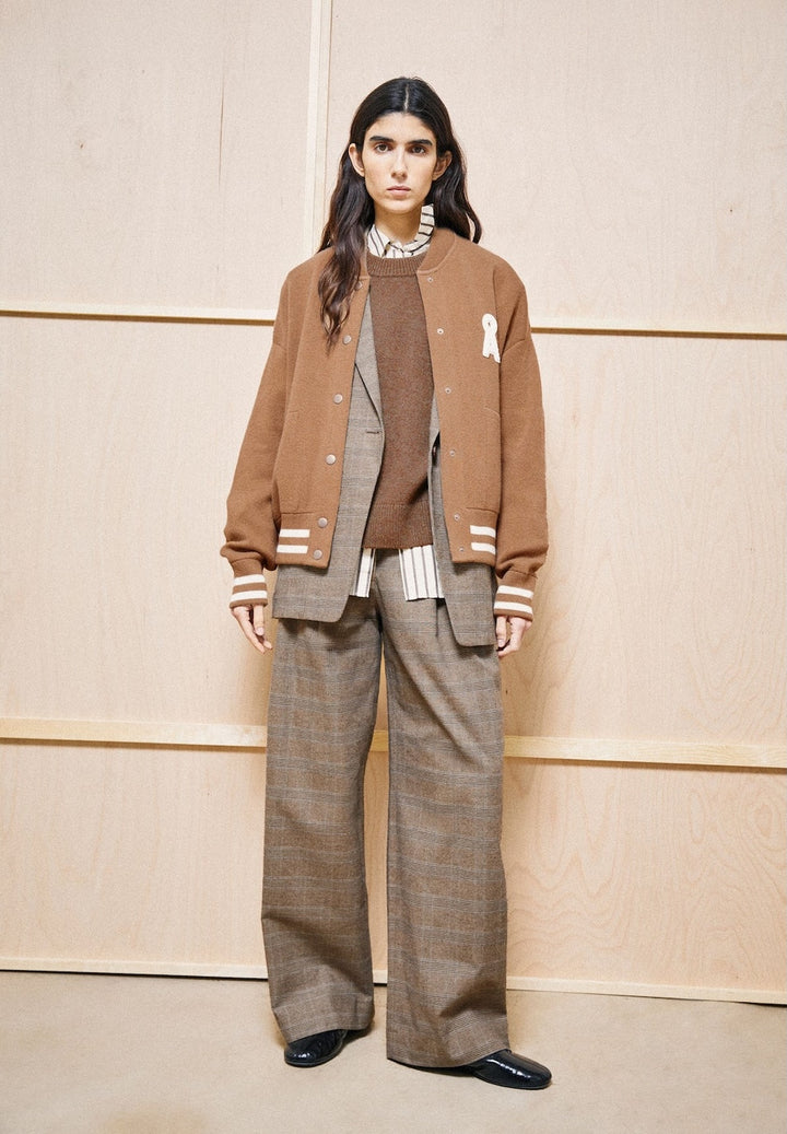 Check Wide Pleated Pant