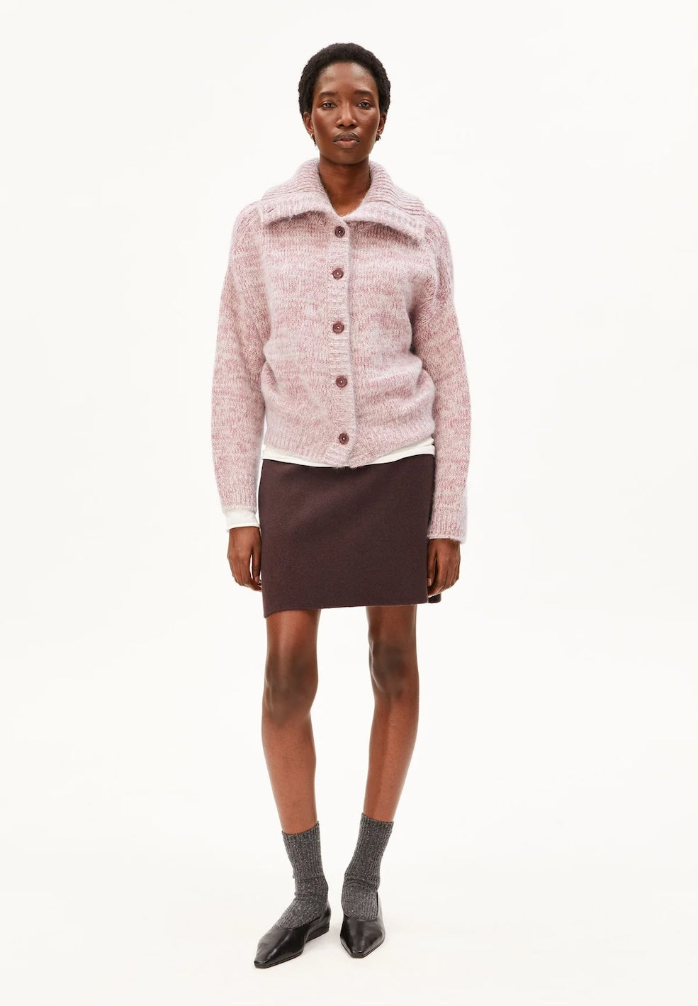 Mouliné Brushed Knit Cardigan