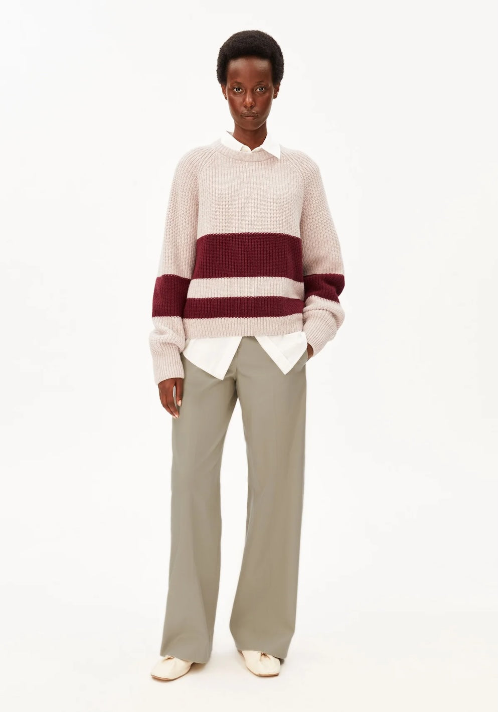 Rib Striped Knit Sweater