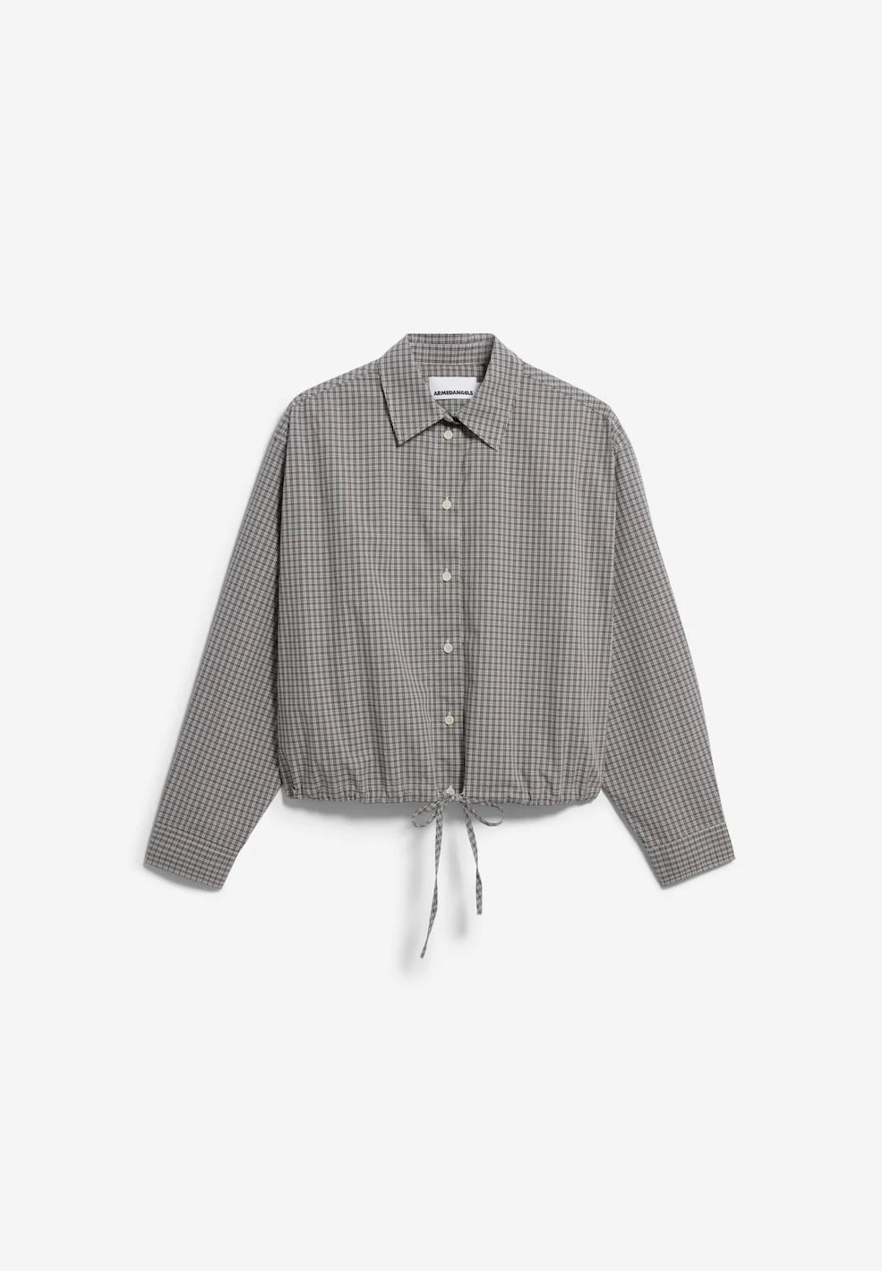 Mini-Check Drawstring Blouse