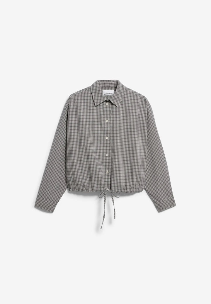 Mini-Check Drawstring Blouse