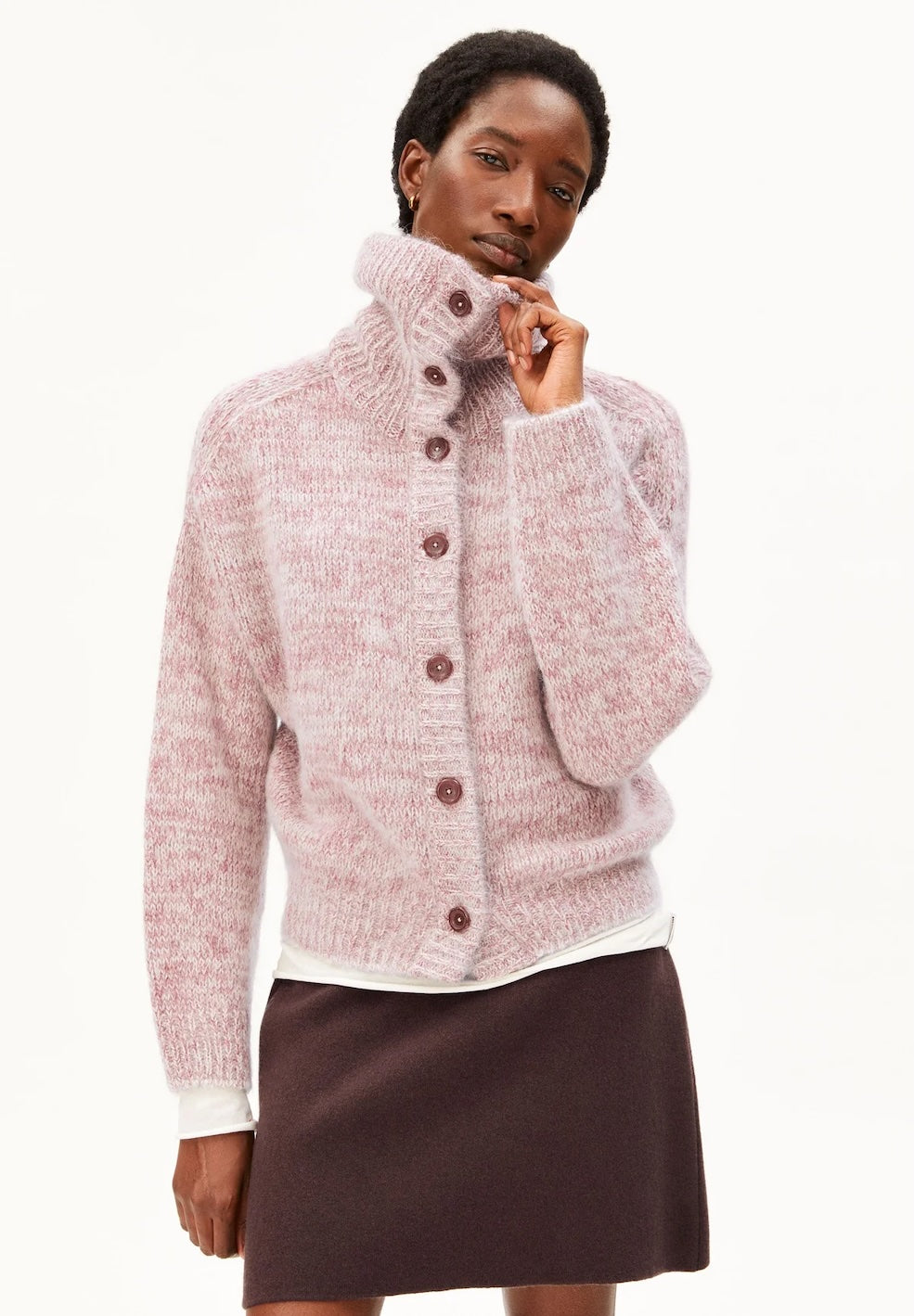Mouliné Brushed Knit Cardigan