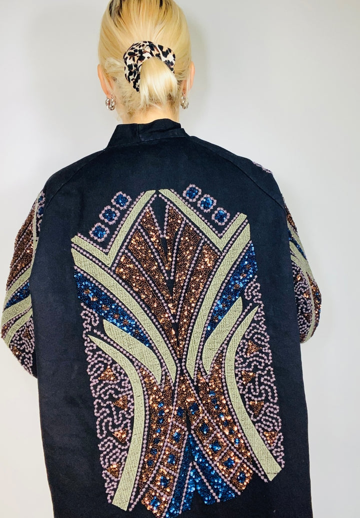 Glitzer Kimono black